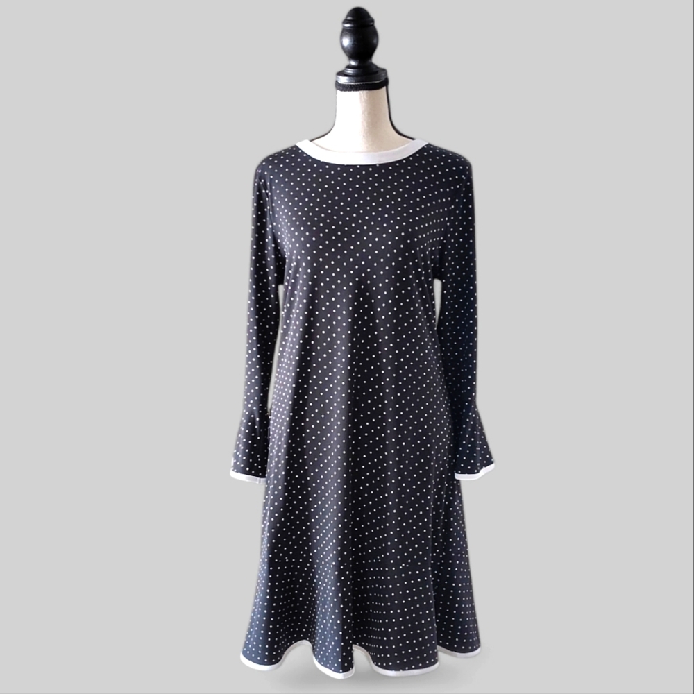 MICHAEL Michael Kors Tiny Stars Shift Dress Black Flare Sleeves Slinky Knit.